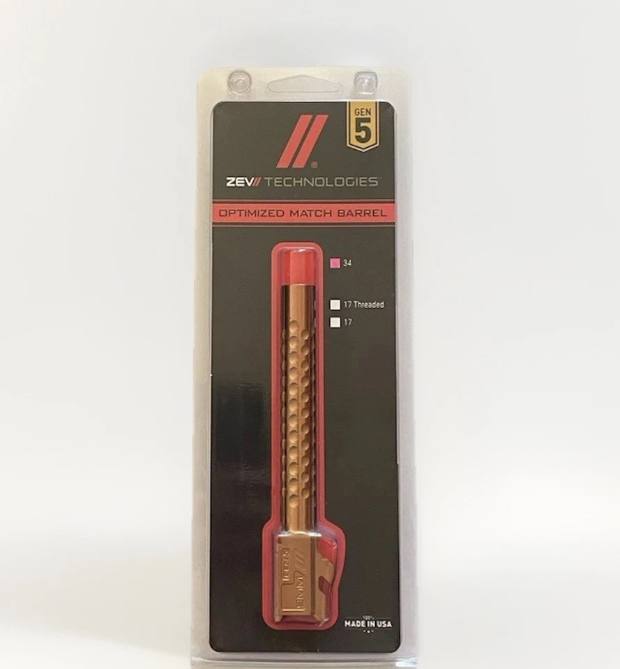 Barril optimizado Zev Technologies 9 mm para Glock 34 Gen 5 - bronce Foto 1 de 4