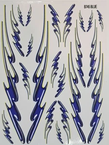 NOT CUT-B745 BLUE FLAMES-RC Car Clear Matte Finish Vinyl Sticker Sheet - Picture 1 of 5