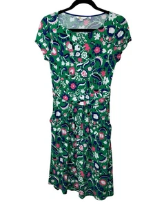 Women’s Boden Amelie Tropical Emerald Jersey Dress Size US 6R Cap Sleeve  - Picture 1 of 6