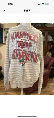 VTG Men's HL MILLER Minnesota Twins 1991 World Series Champions Sweatshirt XL - Image 1 of 4