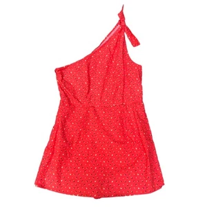 URBAN OUTFITTERS One Shoulder Side Zipper Skort Romper Size Large Red Retro - Picture 1 of 8