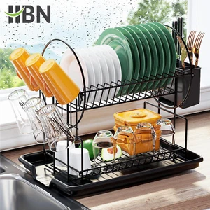 Dish Drying Rack - 2 Tier Dish Racks for Kitchen Counter with Drainboard - Picture 1 of 7