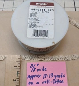 Wrights Gimp Borte - 1/2" breit x 13 cremeweiß 100 % Baumwolle vorgeschrumpft - Bild 1 von 1