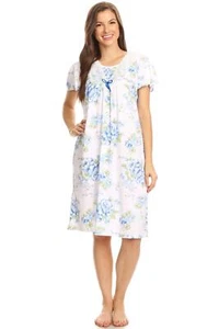 812 Women Nightgown Sleepwear Female Short Sleeve Sleep Dress Nightshirt - Picture 1 of 20