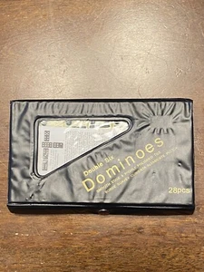 Vintage Cardinal box set 28 heavy white double six dominoes w/ Black vinyl case - Picture 1 of 4