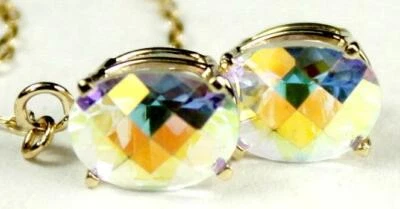 14K Threader Earrings, Mercury Mist Topaz, E003 - Image 1 of 4