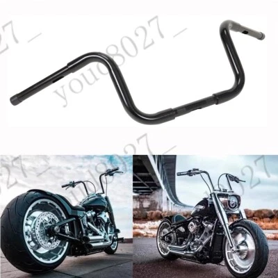 For Harley Softail Road King Glide Rise 10" APE Cruved Handlebar Black Foto 1 de 4