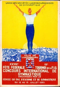 Vintage 1930's Luxembourg Gymnastics International Societies PC - Picture 1 of 3