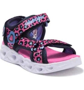 New Skechers S Lights Heart Lights Savvy Cat Hot Pink/Blue Sandals Size 1 - Picture 1 of 6