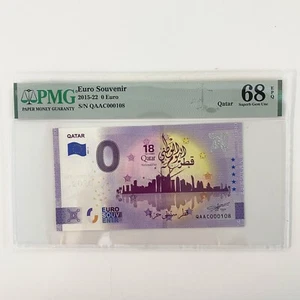 PMG 68 Superb Gem Unc - 0 Euro Souvenir Banknote Qatar QAAC000108 Uncirculated - Picture 1 of 3