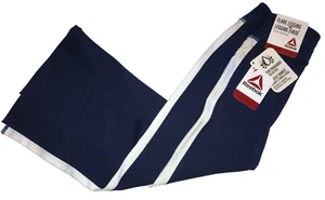 GIRLS BRAND NEW REEBOK SZ 6/6X S FLARE LEGGINGS PANT NAVY w/ SIDE WHITE STRIPE - Picture 1 of 12