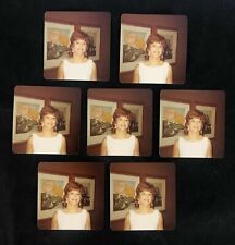 Vintage 1970s Photo - Woman With Flowers x6 3.5" x 3.5" & x2 5"x7"