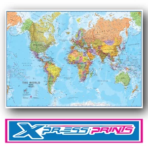 Cartel Grande Detallado Del Mapa Mundial Impresión Artística Tamaños A4 A3 COMPRA 2 OBTÉN 1 GRATIS - Imagen 1 de 9
