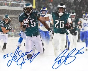 LeSean McCoy & Saquon Barkley Auto Snow Bowl Games Eagles 8x10 NFL Photo REPRINT - Picture 1 of 1
