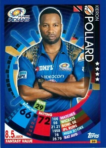 2017 2018 MUMBAI INDIANS IPL Cricket Card KIERON POLLARD Topps Attax - Bild 1 von 2
