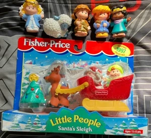 ❄️VTG 1997 Little People Christmas Lot Santas Sleigh Wise Men Fisher-Price New - Picture 1 of 7