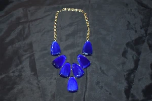 KENDRA SCOTT Harlow Statement Bib Necklace Cobalt Blue Gold Tone - Picture 1 of 10