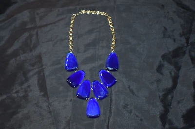 Collar Babero Kendra Scott Harlow Declaración Azul Cobalto Tono Dorado Foto 1 de 4