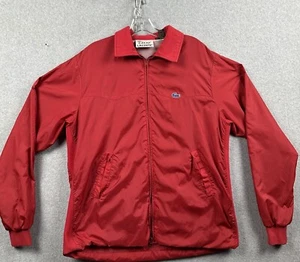 Izod Lacoste Jacket Men’s Large Windbreaker Red Full Zip 109% Nylon 80s Vtg - Picture 1 of 11