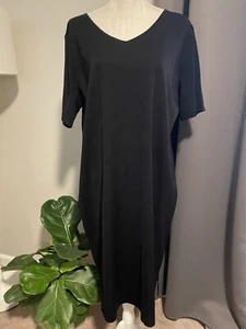 NWT! Misook Short Sleeve Sheath Knit Dress, Black Size XL MSRP $298 TIMELESS - Picture 1 of 6