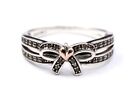 CLOGAU .925 STERLING SILVER CZ Paved Double Row Bow Ring, P.5, 2.8g - C56
