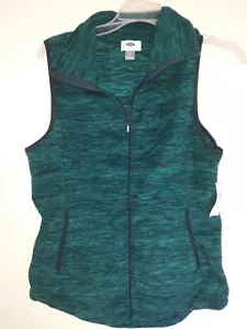 Nuevo con etiquetas Chaleco polar antiguo azul marino para mujer talla M jaspeado verde azulado con cremallera - Imagen 1 de 3