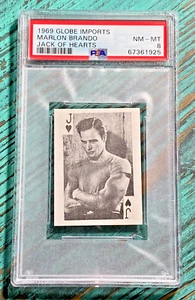MARLON BRANDO 1969 Globe Imports Playing Cards Jack of Hearts PSA 8 NM-MT Pop 8 - Picture 1 of 2