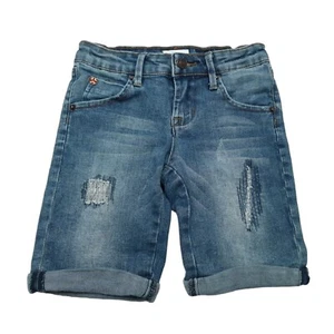 Hudson Shorts Girls 10 Blue Bermuda Distressed Medium Wash Stretch Denim - Picture 1 of 14