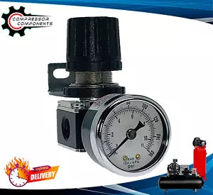 Regolatore di pressione aria 1/4" - grado industriale con manometro e staffa di montaggio - Foto 1 di 8