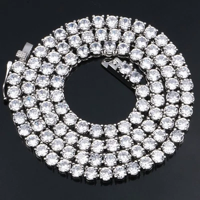 Collar Cadena Tenis 3-5mm Cadena Tenis Cobre Circón Cadena Una Fila Diamante Foto 1 de 4