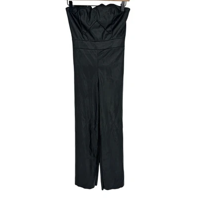 Mono de cuero vegano negro Banana Republic sin tirantes fiesta cóctel vacaciones 00P Foto 1 de 4