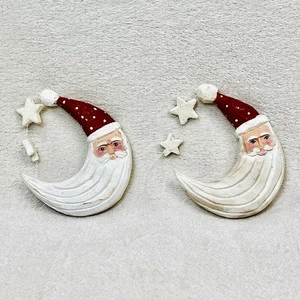 Lote 2 Dept 56 Madera Santa Media Luna Cara Colgantes Estrellas Navidad Tallado a Mano - Imagen 1 de 8