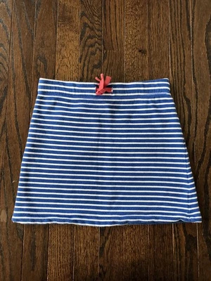 Minifalda a rayas azul/blanco Mini Boden para niñas 9-10 años con apliques de bolsillo en el corazón Foto 1 de 4