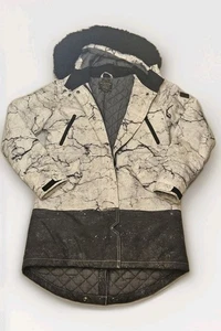 Burton Dryride Cerámica Mármol Blanco Negro Snowboard Esquí Invierno Barcaza Chaqueta - M - Imagen 1 de 19