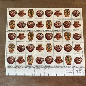 US Scott # 1706 - 1709 Pueblo Art - Sheet Of 40 Stamps FOLK ART 13¢ - Picture 1 of 2