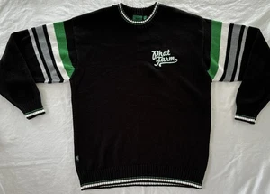 Suéter Universitario Vintage Y2K Phat Farm Cuello Redondo Talla M Negro Rayas Bordado - Imagen 1 de 11