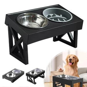 Hundenapf Edelstahl Hundenäpfe mit Langsamer Fütterung Hunde Futterstation Napf - Bild 1 von 12