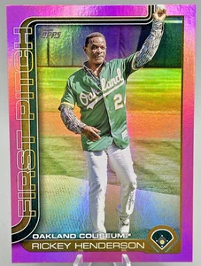 2025 Topps Series 2 RICKEY HENDERSON First Pitch Card - Athletics Pink Parallel - Picture 1 of 2