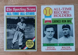 1976 #349 All-Star & 1979 #418 All-Time Record Holder Walter Johnson 2 Card Lot! - Picture 1 of 2