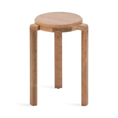 Stuart Wooden Round Side Table, 14 x 14 x 20, Natural Wood, Transitional Circ... - Image 1 of 4