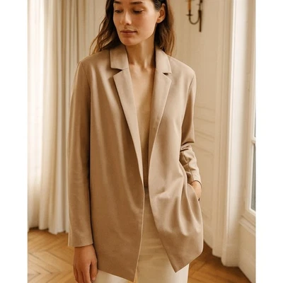 Chaqueta Blazer Eileen Fisher Tostada Nueva con Etiquetas Flex Tencel Ponte Tejido XL Foto 1 de 4