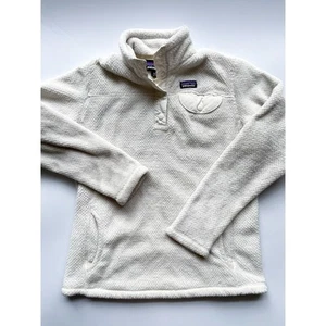 Girls Patagonia Synchilla Snap Fleece Cream Size XL 14 - Picture 1 of 4