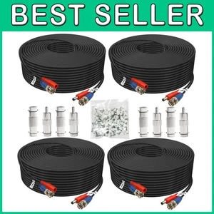 BNC Video Power Cable 200ft x 4 - CCTV Camera System - Picture 1 of 9