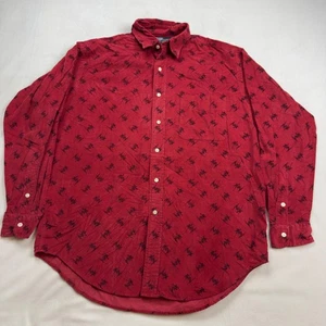 Polo Ralph Lauren Lowell Sport Men's Med Corduroy Button Down Red Ski Print EUC - Picture 1 of 8