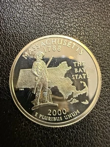 2000-S Massachusetts State Quarter, 90% Silver Proof, #H7462 - Picture 1 of 2