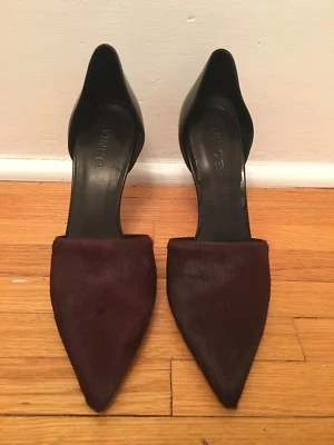Vince Genuine Leather Cow Fur Pointed Toe Heels Women's 8.5 Purple Brown - Image 1 of 4