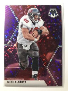 Mike Alstott 2020 Panini Mosaic #188 PURPLE NO HUDDLE DISCO PRIZM SSP BUCS /50