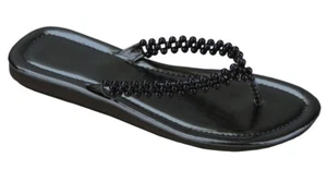 New Starbay Women's Fashion black pearled flat thong Sandals #2577 US size 10 - Picture 1 of 1