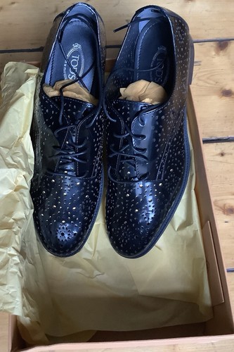 Scarpe Tod’s Black Gomma Allacc Bucatura Taglio Laeser in pelle taglia 6 EU 39 nuove