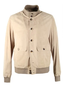 Loro Piana Beige Wildleder Bomber Jacke Mantel Gr. 48 IT / 38R U.S. Neu Mit Etikett - Bild 1 von 6